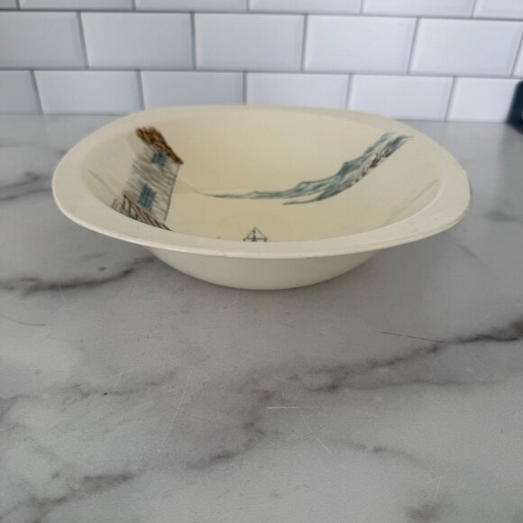 Midwinter Riviera Hugh Casson Designed Ceramic Bowl 9" Wide Hand Engraved Englan - Picture 2 of 4